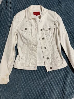 GUESS Off-White Denim Jacket with Button Front